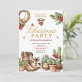 Rustic Western Cowboy Boots & Cactus Holiday  Kaart (Staand voorkant)