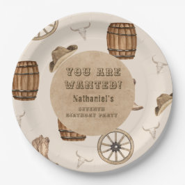 Rustic western cowboy you are wanted birthday papieren bordje
