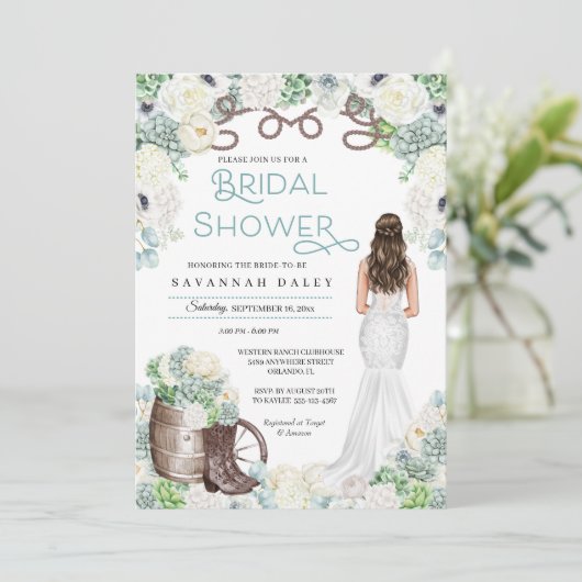 Rustic Western Cowgirl Boots Vrijgezellenfeest Kaart (Staand voorkant)