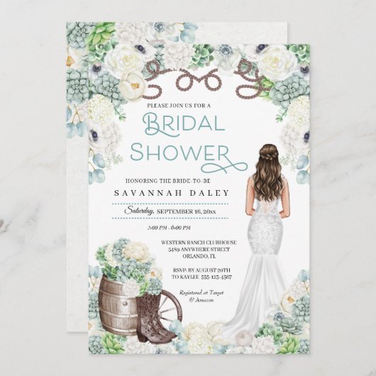 Rustic Western Cowgirl Boots Vrijgezellenfeest Kaart (Voorkant / Achterkant)