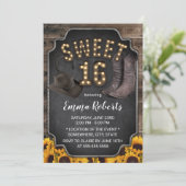 Rustic Western Cowgirl  Sunflower Sweet 16 Kaart (Staand voorkant)