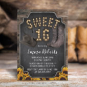 Rustic Western Cowgirl  Sunflower Sweet 16 Kaart