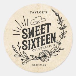 Rustic Western Cowgirl Sweet Sixteen Sticker