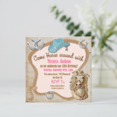 Rustic Western Cowgirl Uitnodigingen (Staand voorkant)