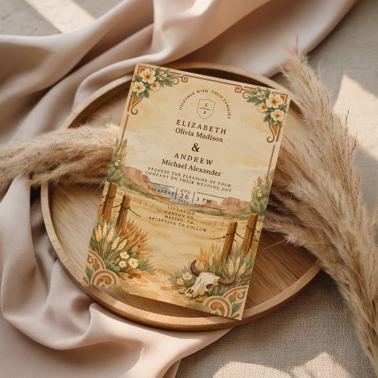 Rustic Western Desert Wedding Kaart