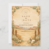 Rustic Western Desert Wedding Save The Date (Voorkant)
