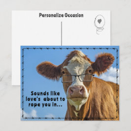 Rustic Western Engagement Love Roping Humor Gift Feestdagenkaart