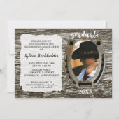 Rustic Western Grad Party Invitation with photo Kaart (Voorkant)