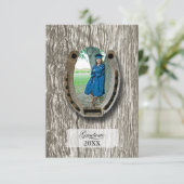 Rustic Western Graduation Party invitation RSVP Kaartje (Staand voorkant)