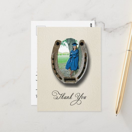 Rustic Western Graduation Thank You postcard Briefkaart (Voorkant / Achterkant in situ)