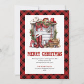 Rustic Western greeting card buffalo plaid style Feestdagenkaart (Voorkant)