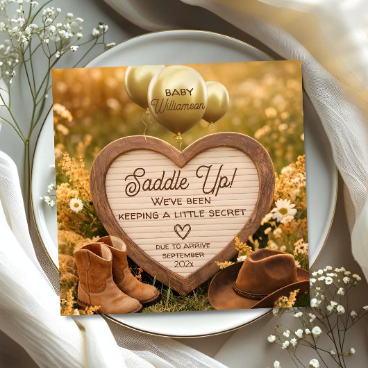 Rustic Western Heart Sign Baby Reveal Pregnancy Aankondiging