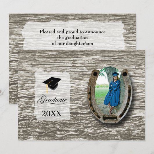 Rustic Western Hi-School Graduation Announcement  Kaart (Voorkant / Achterkant)