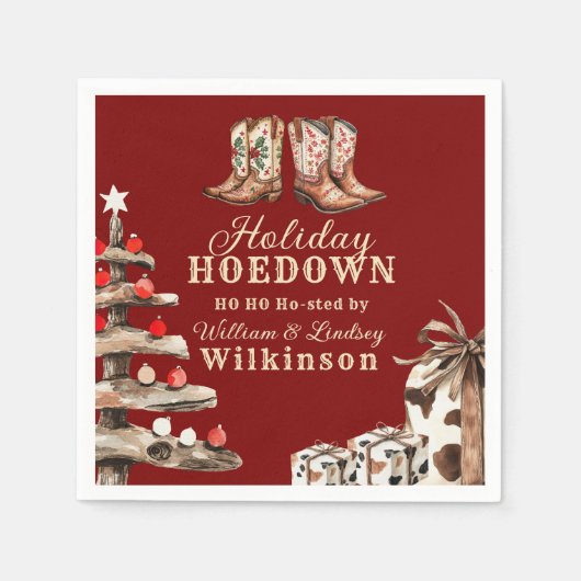 Rustic Western Holiday Hoedown Kerst Servet (Voorkant)