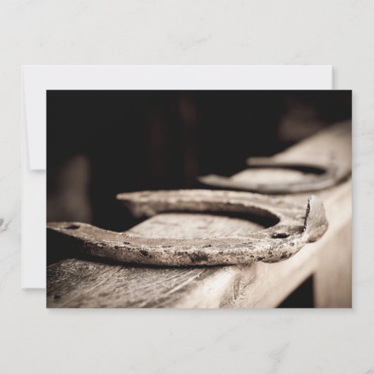 Rustic Western Hoof Hoefijzer Wedding Invitations Kaart (Achterkant)