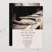 Rustic Western Hoof Hoefijzer Wedding Invitations Kaart (Voorkant / Achterkant)
