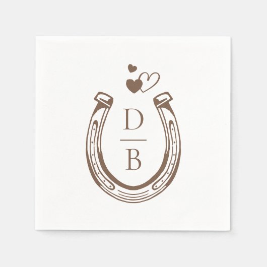 Rustic Western Horseshoe Custom Monogram Wedding Servet (Voorkant)
