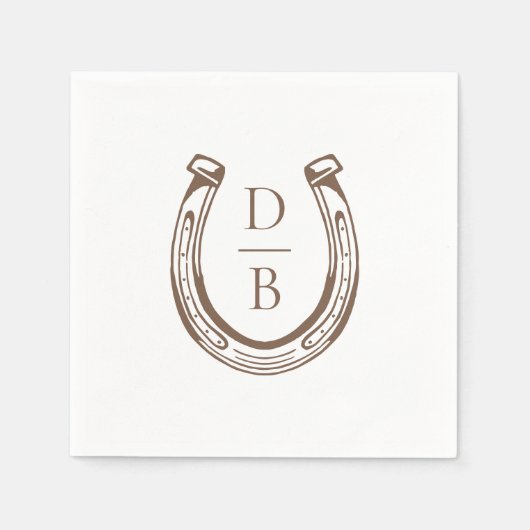 Rustic Western Horseshoe Custom Monogram Wedding Servet (Voorkant)