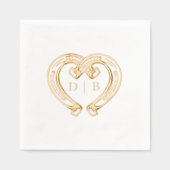 Rustic Western Horseshoe Heart Monogram Wedding Folie Servetten (Voorkant)