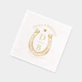 Rustic Western Horseshoe Love Monogram Wedding Folie Servetten (Links)