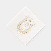 Rustic Western Horseshoe Love Monogram Wedding Folie Servetten (Rechts)