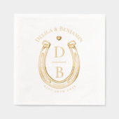 Rustic Western Horseshoe Love Monogram Wedding Folie Servetten (Voorkant)