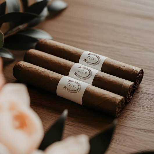 Rustic Western Horseshoe Monogram Cigar Bands Etiket