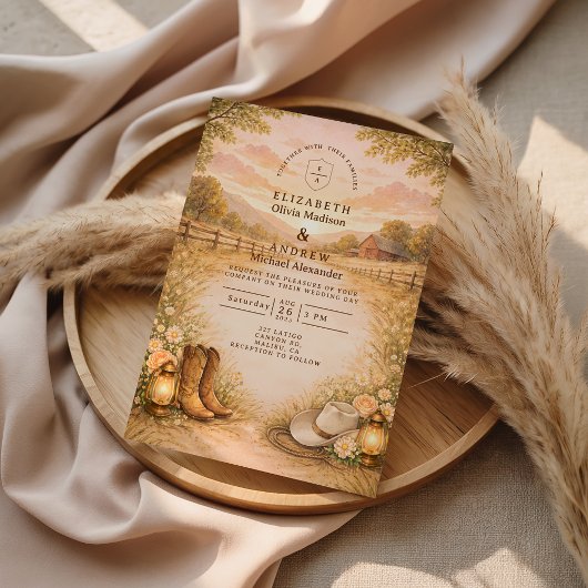 Rustic Western Meadow Wedding Kaart