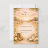 Rustic Western Meadow Wedding RSVP Kaartje (Voorkant)