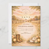 Rustic Western Meadow Wedding Save The Date (Voorkant)