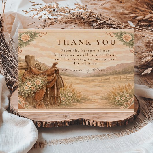 Rustic Western Ranch Wedding Bedankkaart
