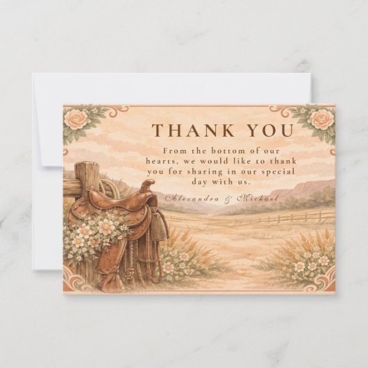 Rustic Western Ranch Wedding Bedankkaart (Voorkant)