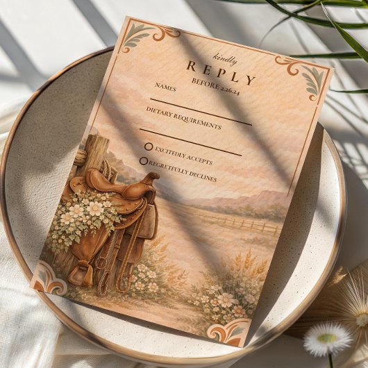 Rustic Western Ranch Wedding RSVP Kaartje