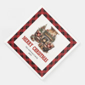 Rustic Western Red Plaid Party Paper Napkins Servet (Hoek)