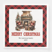 Rustic Western Red Plaid Party Paper Napkins Servet (Voorkant)