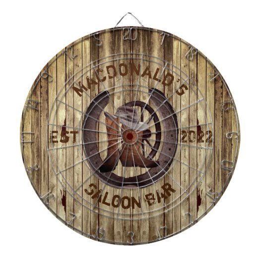 Rustic western saloon bar dart board dartbord (Voorkant)