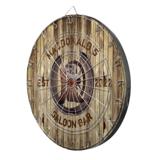 Rustic western saloon bar dart board dartbord (Voorkant Rechts)