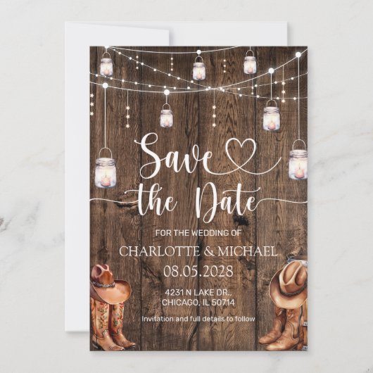 Rustic Western Save the Date Wedding Kaart (Voorkant)