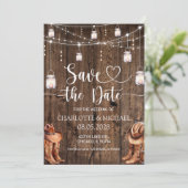 Rustic Western Save the Date Wedding Kaart (Staand voorkant)