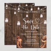 Rustic Western Save the Date Wedding Kaart (Voorkant / Achterkant)