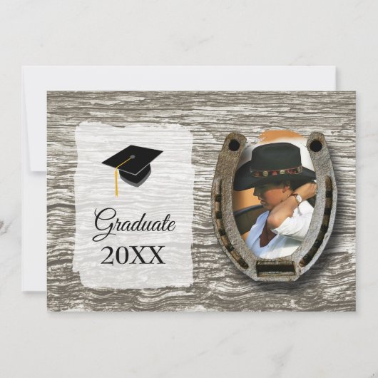 Rustic Western-style with Photo Graduation Kaart (Voorkant)