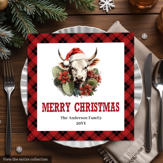 Rustic Western Tartan Christmas Party Napkins Servet