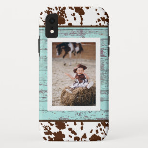 Rustic Western Turquoise Wood Koeienhuid Foto Case-Mate iPhone Case