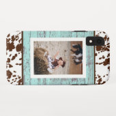 Rustic Western Turquoise Wood Koeienhuid Foto Case-Mate iPhone Case (Achterkant (horizontaal))