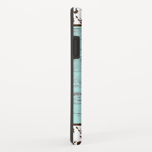 Rustic Western Turquoise Wood Koeienhuid Foto Case-Mate iPhone Case (Achterkant/rechts)