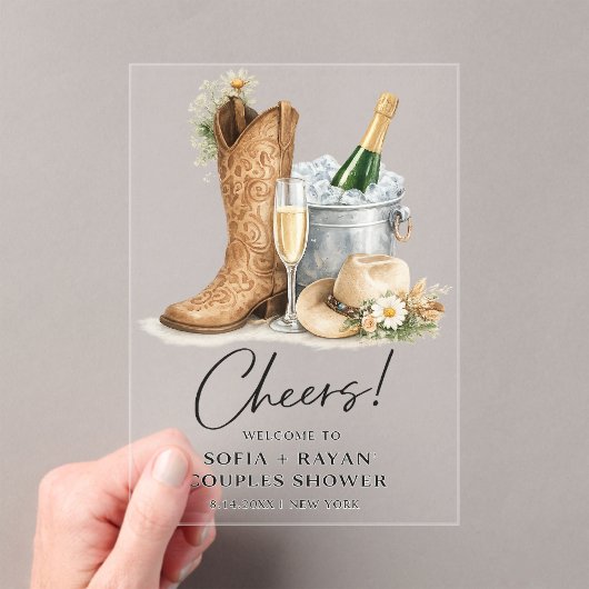 Rustic Western Wedding Invitation Acryl Uitnodigingen (Insitu (Draagbaar))