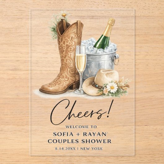 Rustic Western Wedding Invitation Acryl Uitnodigingen (Voorkant)