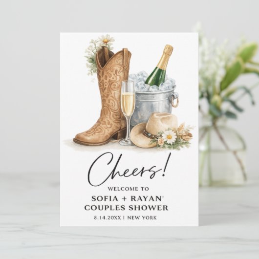 Rustic Western Wedding Invitation Kaart (Staand voorkant)