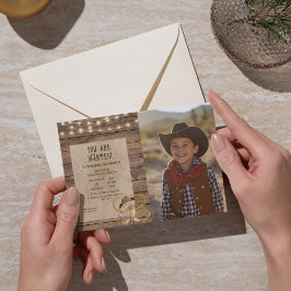 Rustic western you are wanted photo birthday kaart