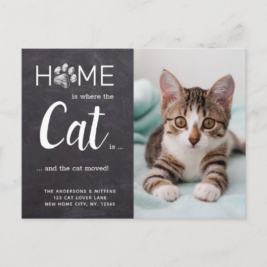 Rustic Weve Moved New Address Pet Photo Cat Moving Aankondigingskaart (Voorkant)